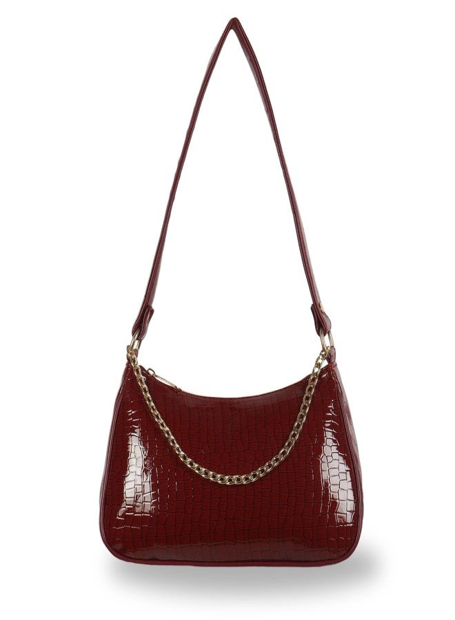 Dcozi Purses for Women Dumpling Small Hobo Bags Vegan Ladies Clutch Hand Bag PU Shoulder Bag -SB01 (Maroon) - Image 1